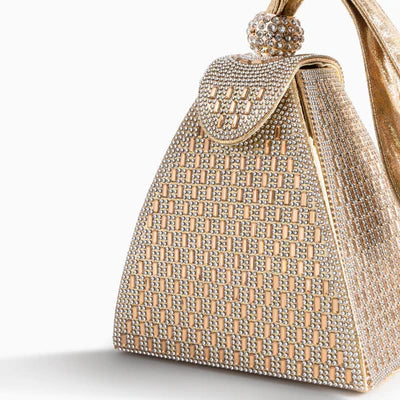 Crystal Pyramid Handbag – Gold