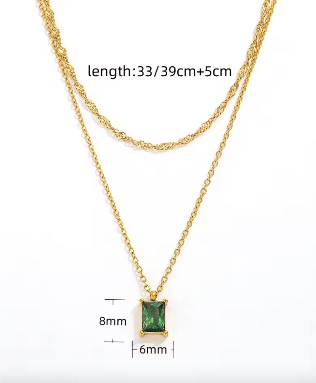 Golden Hour Duo — Layered Emerald & Gold Necklace Set