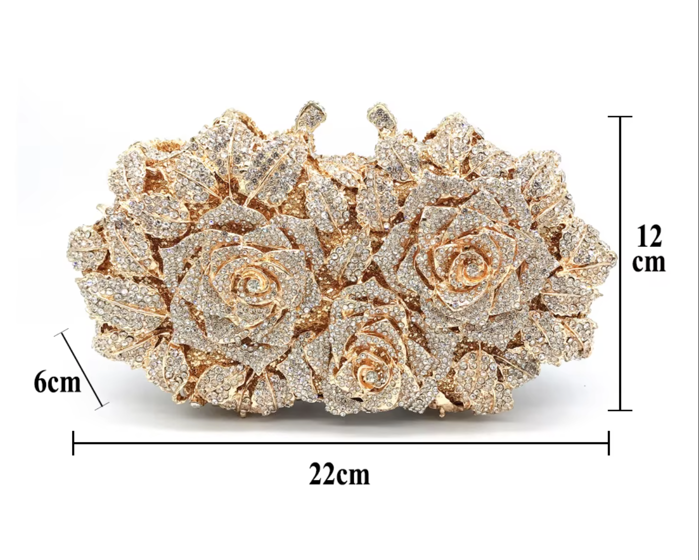 Cecilia Handbag – Gold Rose Jewel Clutch