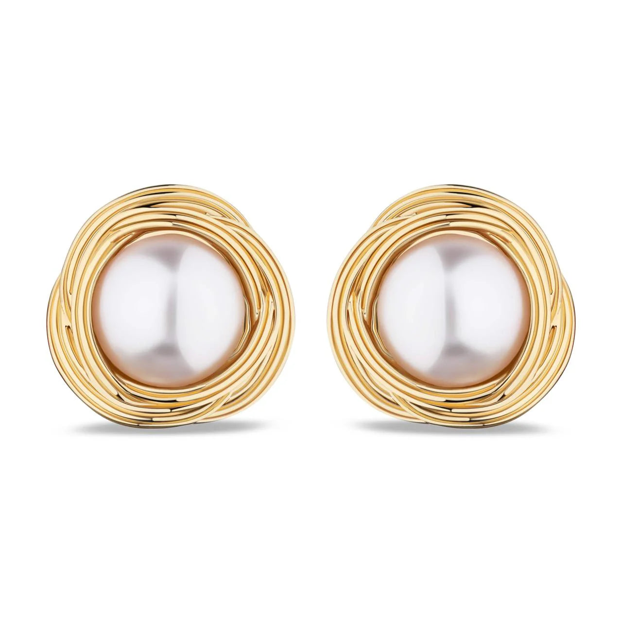 Colette Earrings — Golden Pearl Nest Studs