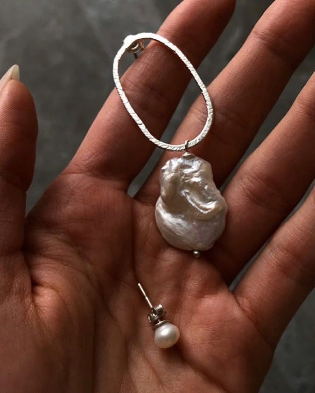 Léa Earring Set — Baroque Drop & Pearl Stud