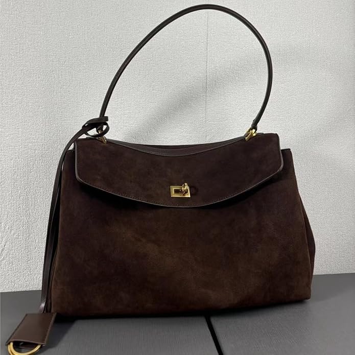Isaline Handbag – Suede Dark Brown