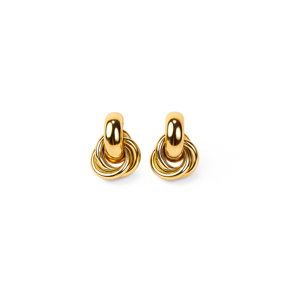 Knot Stud Earrings – Gold Twist Design
