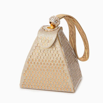 Crystal Pyramid Handbag – Gold