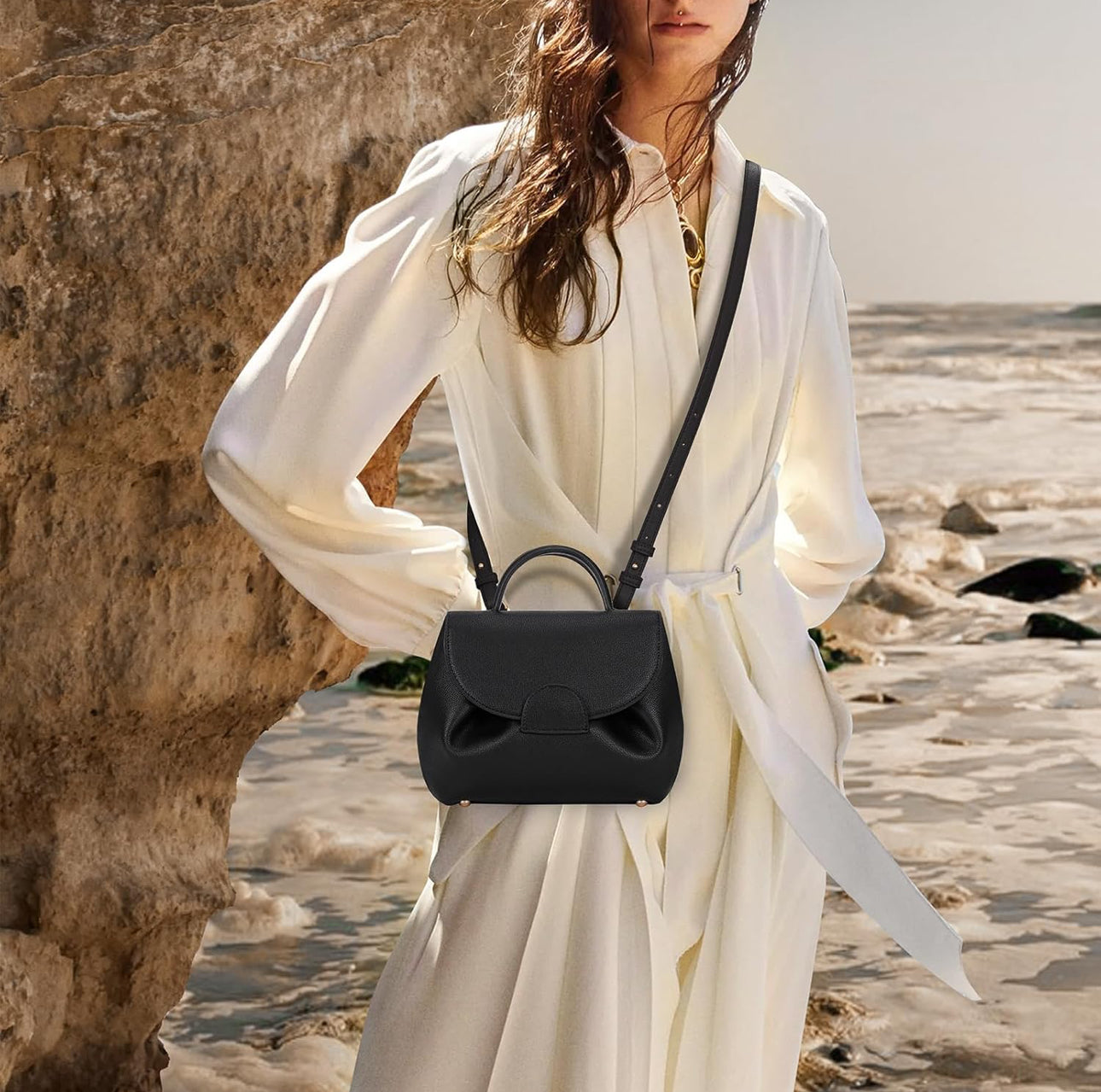 Margaux Handbag – Black Pebble