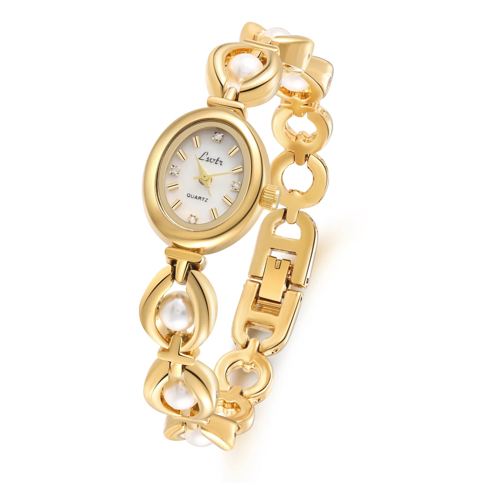 Vivienne Watch – Vintage Gold with Pearls