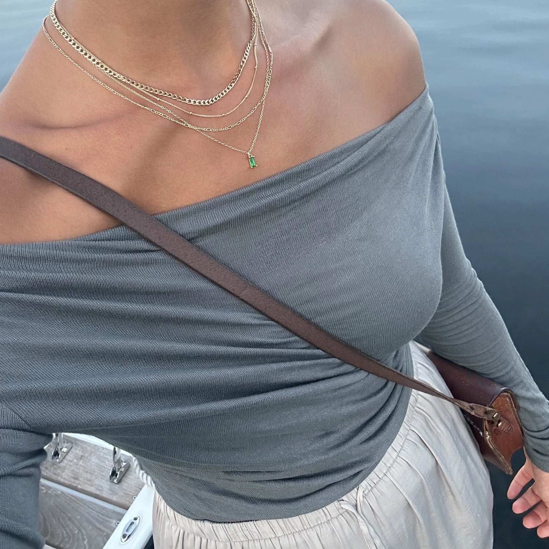 Golden Hour Set — 4 Luxe Layers + Emerald Pendant